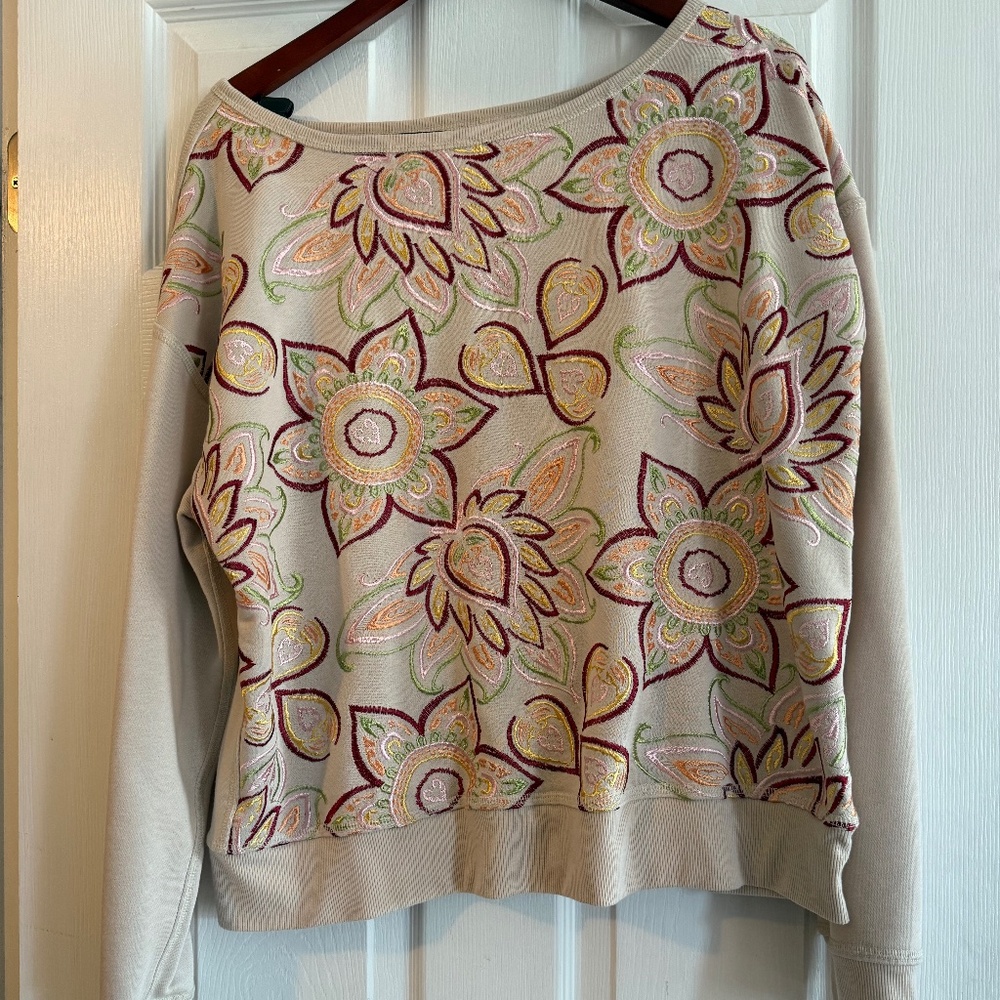 Anthropology -Tiny Brand XL multi-color embroidered sweatshirt XL